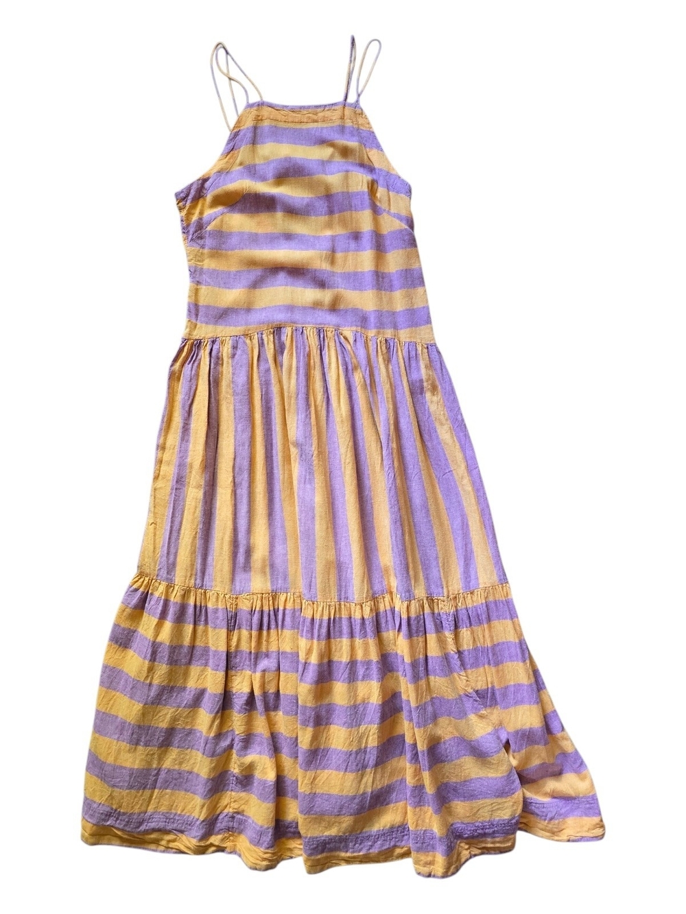Anthropologie Striped Yellow and Lavender Maxi Sundress